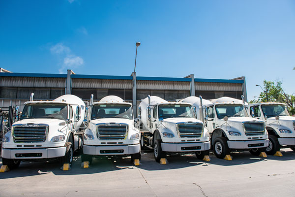 Photo of a commercial fleet of trucks